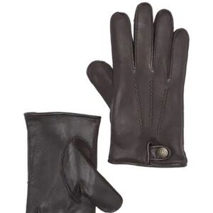 UGG® Metisse Leather Tabbed Vent Snap Tech Brown Smart Gloves::NWT::UR Powered::